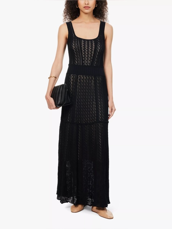 ME+EM Dresses & Skirts - ME+EM Scoop Neck Pointelle Knit Maxi Dress Sleeveless Lined Crochet Stretch